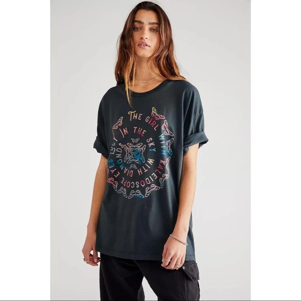 NEW Free People x Daydreamer The Girl With The Kaleidoscope Merch Tee - Picture 1 of 13